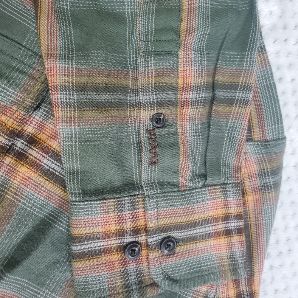 Prana Dolberg Flannel Shirt Mens Small Tall Kale Green Plaid Organic Cotton New - Picture 4 of 11